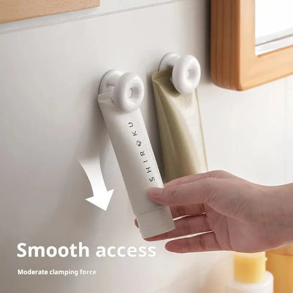 Toothpaste Shelf No-Punch Wall Mounted Cleanser Squeezer Bathroom Bathroom Wall Organizer Clip Leedoar