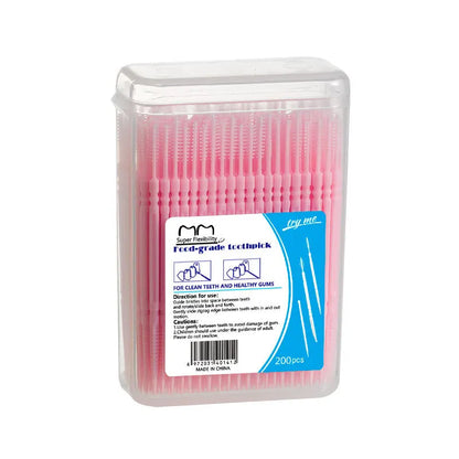 Toothpick Brush 200 PCs Boxed Plastic Toothpick Disposable Household Interdental Brush Teeth Picking Dental Floss Leedoar