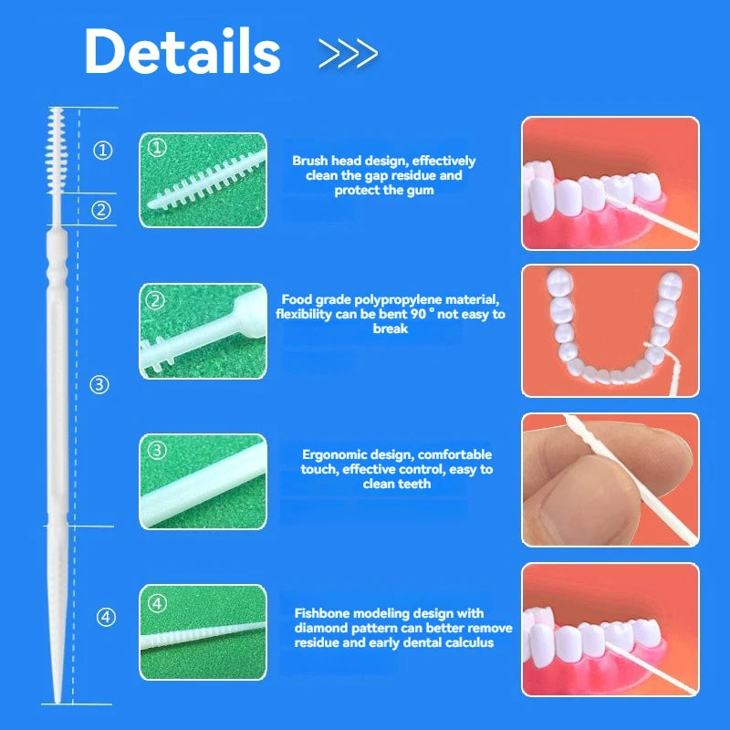 Toothpick Brush 200 PCs Boxed Plastic Toothpick Disposable Household Interdental Brush Teeth Picking Dental Floss Leedoar