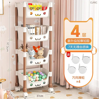 Estantería con carrito para guardar juguetes, estantería para aperitivos, organizador de almacenamiento para niños, accesorios de baño, organizador de armario, almacenamiento de cocina 