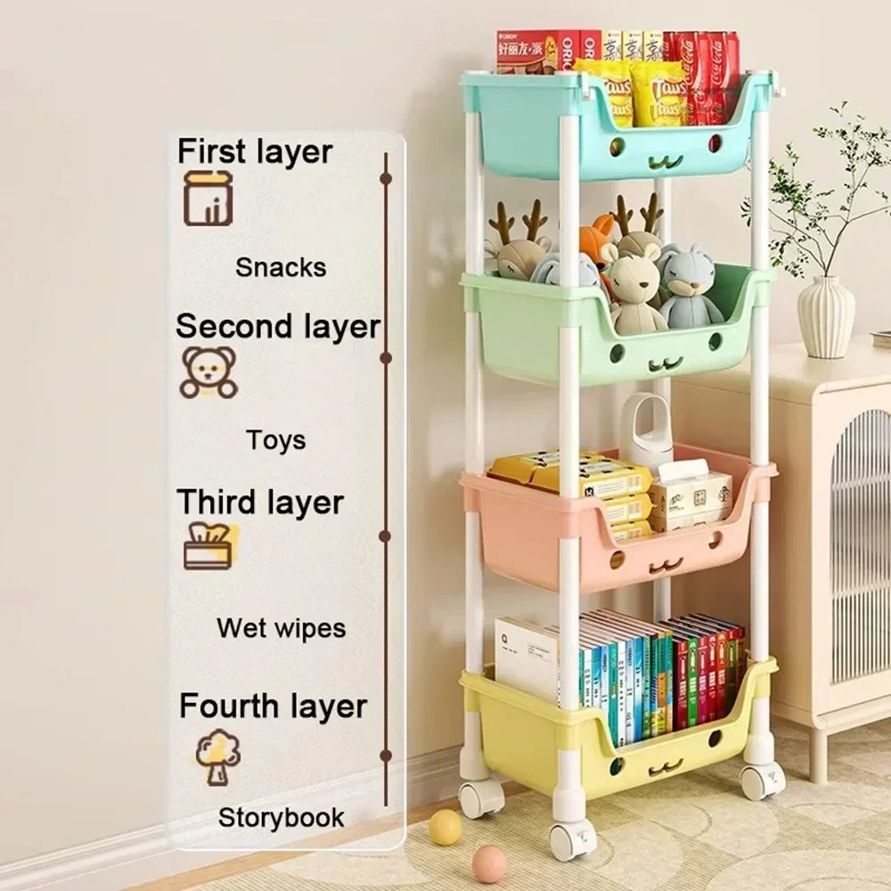 Toy Storage Trolley Bookshelf Snack Rack For Children Storage Organizer Bathroom Accessories Closet Organizer Kitchen Storage Leedoar