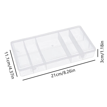 Caja de almacenamiento para herramientas de extensión de pestañas, transparente, con tapa, rectangular, vertical, con 5 rejillas, soporte para pinzas de pegamento, organizador de maquillaje 