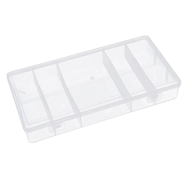 Caja de almacenamiento para herramientas de extensión de pestañas, transparente, con tapa, rectangular, vertical, con 5 rejillas, soporte para pinzas de pegamento, organizador de maquillaje 