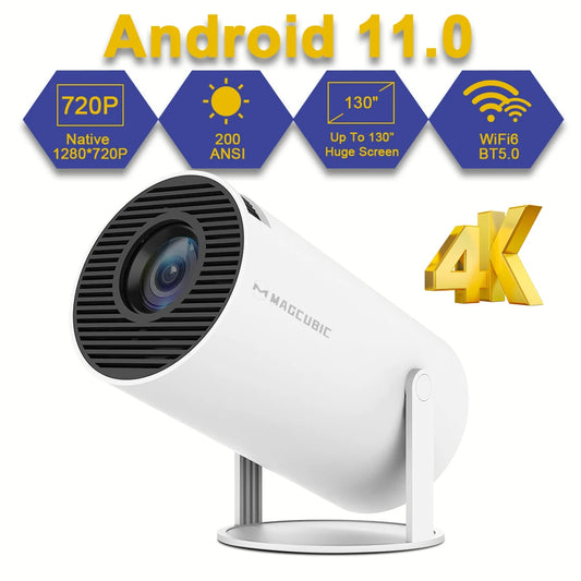 Transpeed 4K Wifi6 Projector Android 11.0 200 ANSI Dual WIFI Allwinner H713 BT5.0 1280*720P Home Cinema Outdoor portable Leedoar