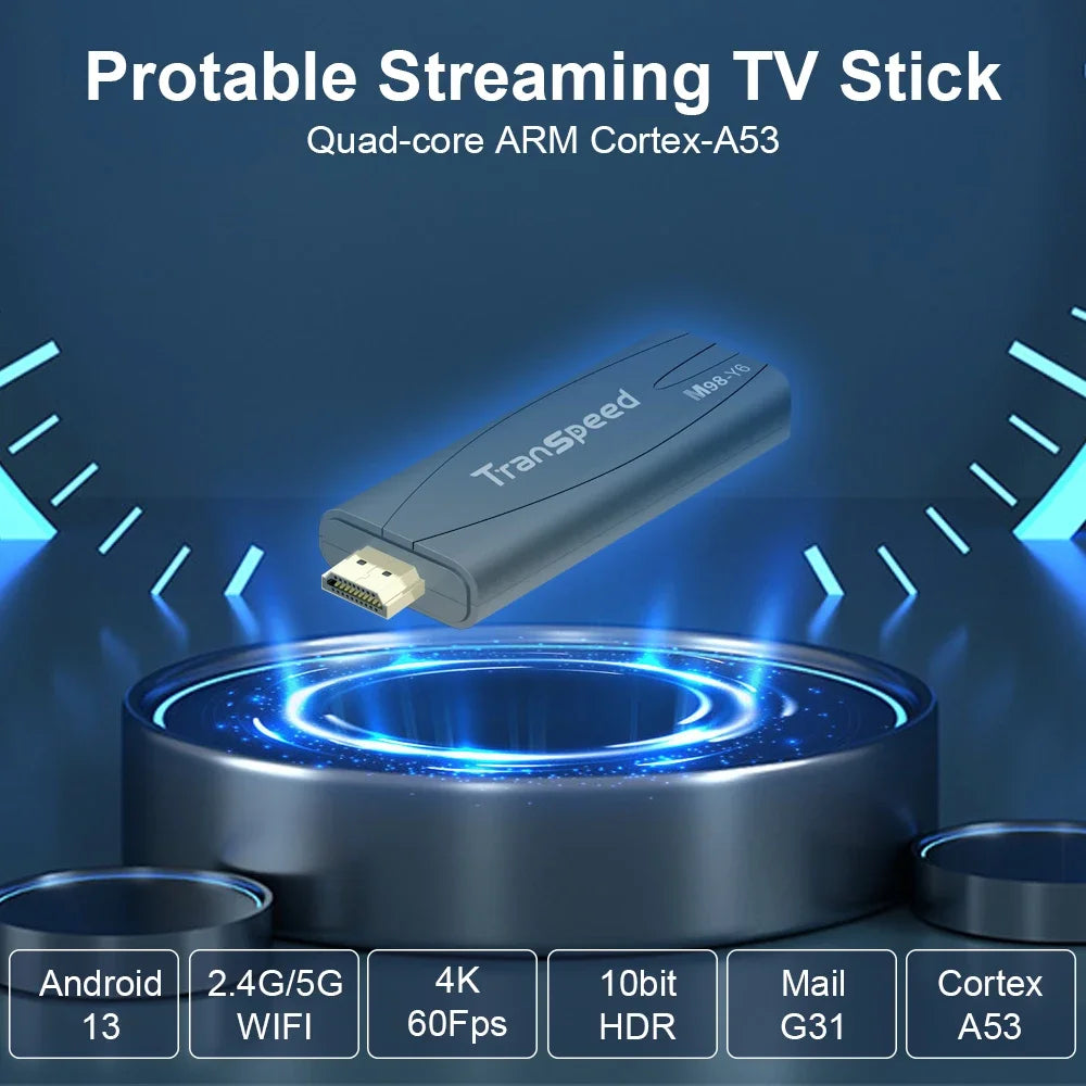 Transpeed TV Stick Android 13 ATV With TV App 4K 3D TV Box 2.4G&5G Voice Assistant Control Leedoar