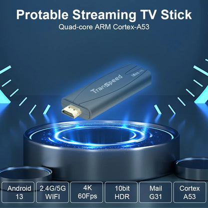 Transpeed TV Stick Android 13 ATV With TV App 4K 3D TV Box 2.4G&5G Voice Assistant Control Leedoar