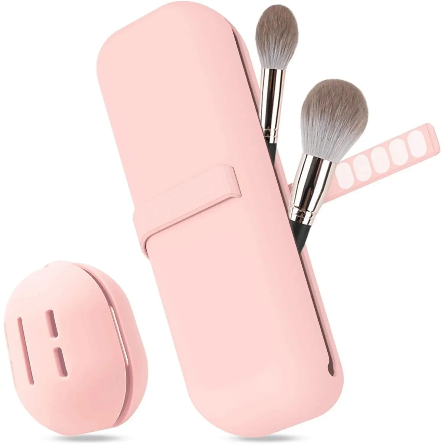 Travel Makeup Brush Holder, Silicone Cosmetic Brushes Bag, Makeup Sponge Case Portable Waterproof Makeup Tools for Women Girls Leedoar