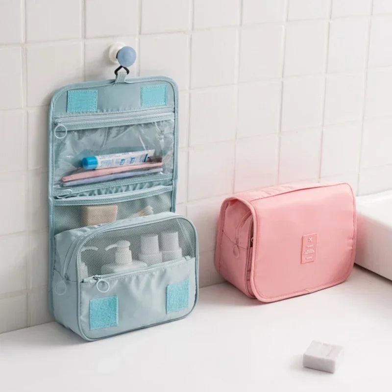 Travel Wash Bag Women Makeup Bags Toiletries Organizer with Hanging Hook Foldable Waterproof Cosmetic Bag Home Makeup Bag Leedoar