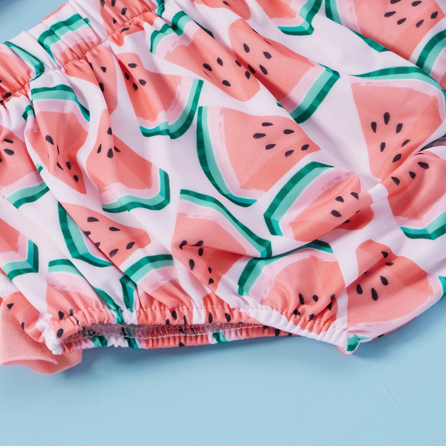 Tregren Infant Girl Swimsuits Watermelon Print Swimwear with Swim Caps 3pcs Bikinis Set Summer Toddler Bathing Suits Beachwear Leedoar