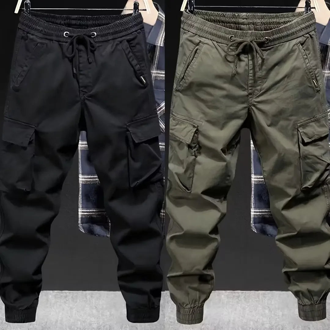 Trendy Brand Casual Cargo Pants Men's Loose Fit Solid Color Cargo Pants American Style Casual For Spring Autumn Leedoar