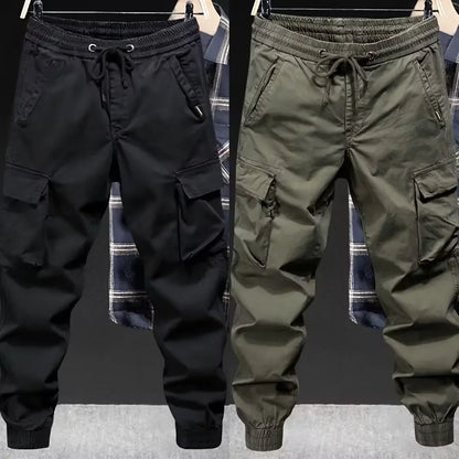 Trendy Brand Casual Cargo Pants Men's Loose Fit Solid Color Cargo Pants American Style Casual For Spring Autumn Leedoar