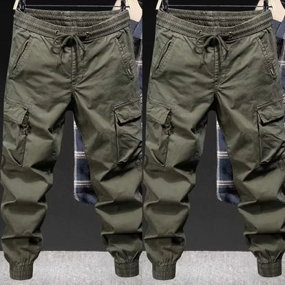 Trendy Brand Casual Cargo Pants Men's Loose Fit Solid Color Cargo Pants American Style Casual For Spring Autumn Leedoar