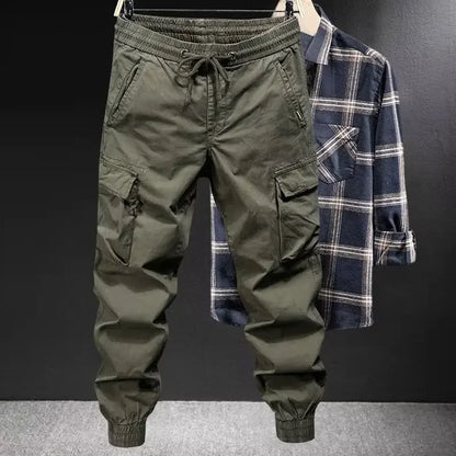 Trendy Brand Casual Cargo Pants Men's Loose Fit Solid Color Cargo Pants American Style Casual For Spring Autumn Leedoar