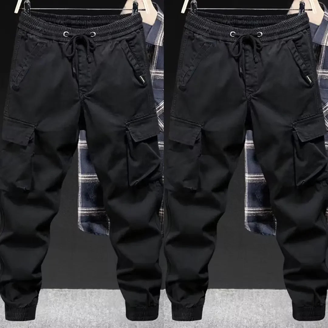 Trendy Brand Casual Cargo Pants Men's Loose Fit Solid Color Cargo Pants American Style Casual For Spring Autumn Leedoar