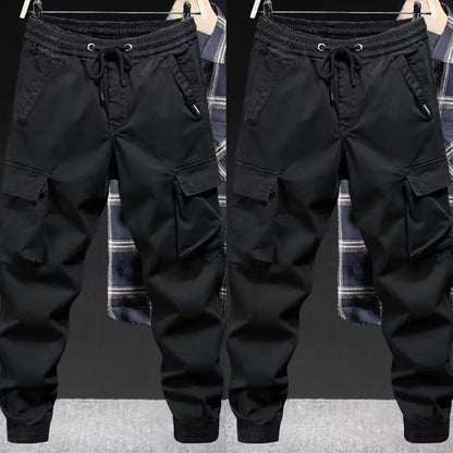 Trendy Brand Casual Cargo Pants Men's Loose Fit Solid Color Cargo Pants American Style Casual For Spring Autumn Leedoar
