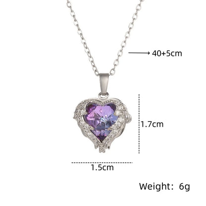Trendy Heart Stainless Steel Cubic Zirconia Necklaces For Women Men Gold Color Metal Crystal Necklace Party Everyday Jewelry Leedoar