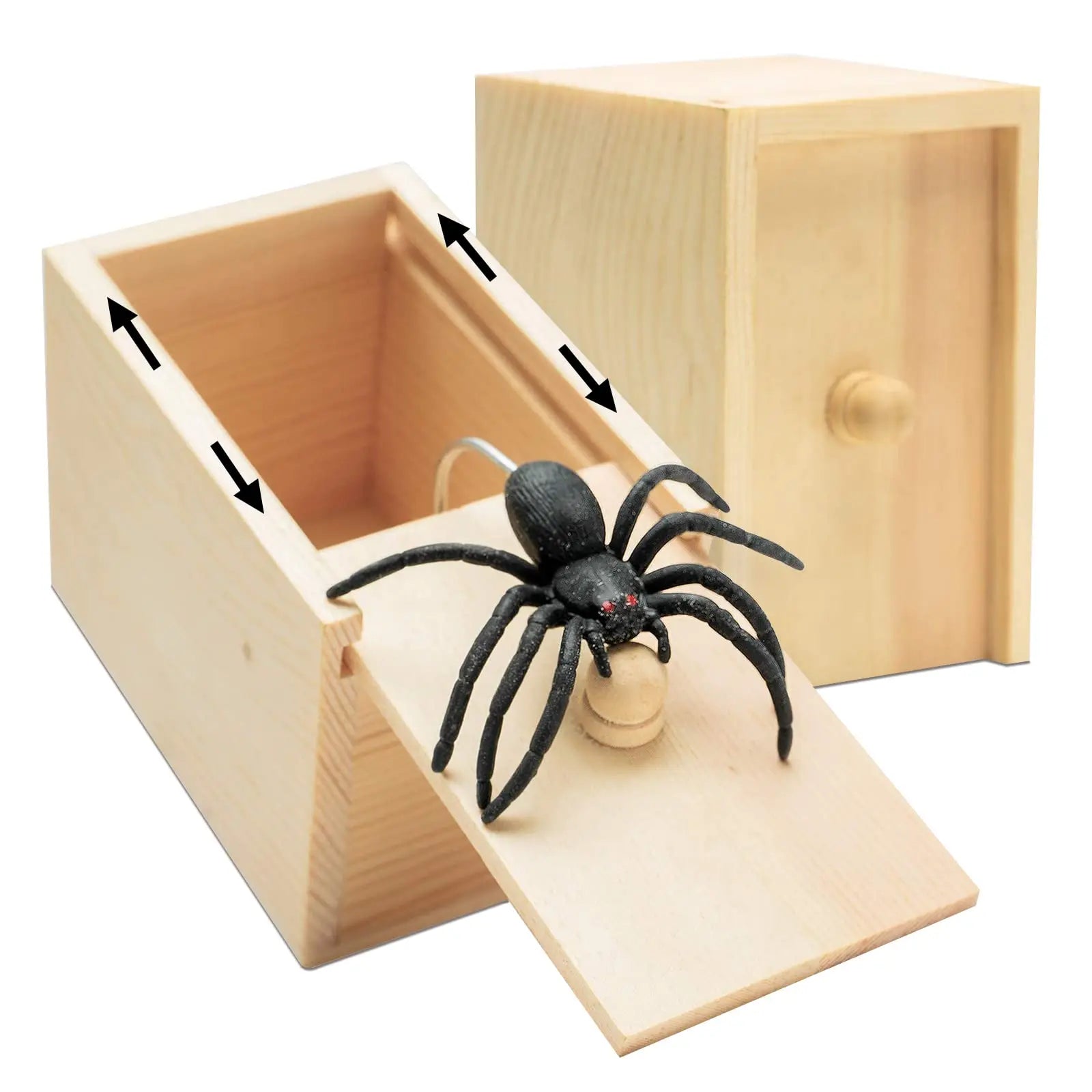 Trick Spider Funny Scare Box Wooden Hidden Box Quality Prank Wooden Scare Box Fun Game Prank Trick Friend Office Toys Leedoar