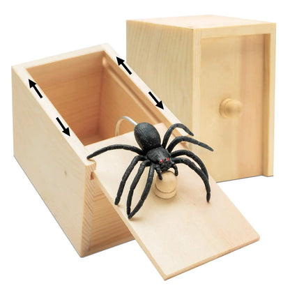 Trick Spider Funny Scare Box Wooden Hidden Box Quality Prank Wooden Scare Box Fun Game Prank Trick Friend Office Toys Leedoar