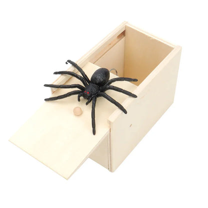 Trick Spider Funny Scare Box Wooden Hidden Box Quality Prank Wooden Scare Box Fun Game Prank Trick Friend Office Toys Leedoar