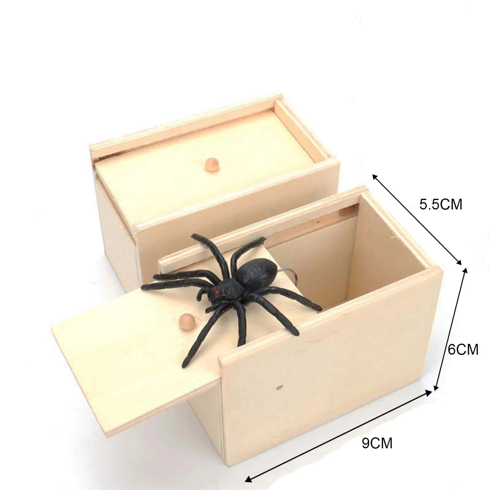 Trick Spider Funny Scare Box Wooden Hidden Box Quality Prank Wooden Scare Box Fun Game Prank Trick Friend Office Toys Leedoar