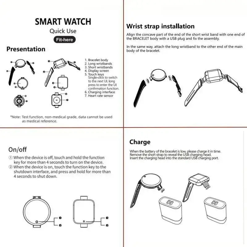 Reloj inteligente con chip podómetro auténtico y conexión multifuncional Reloj inteligente adecuado para hombres y mujeres y iOS Android 