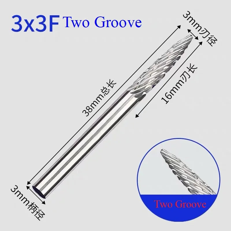 Tungsten Carbide Rotary File hard alloy rotary bur Drill Bit engraving cutter 3mm shank Grinding Head