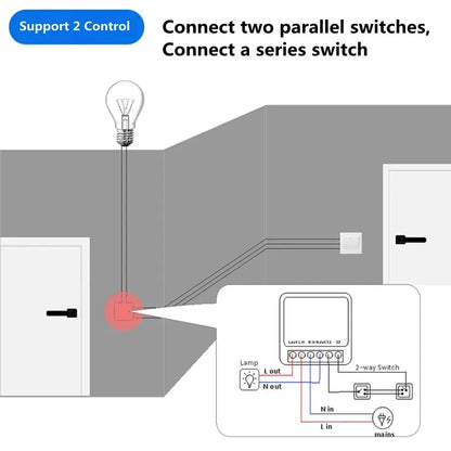 Tuya Mini 16A WiFi Switch Smart Life App 2 Way Control Smart Home Automation Module Interruptor Work for Alexa Google Home Leedoar