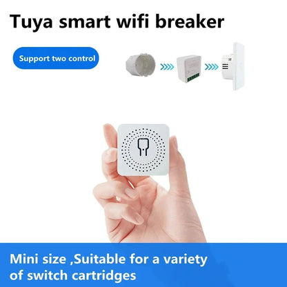 Tuya Mini 16A WiFi Switch Smart Life App 2 Way Control Smart Home Automation Module Interruptor Work for Alexa Google Home Leedoar