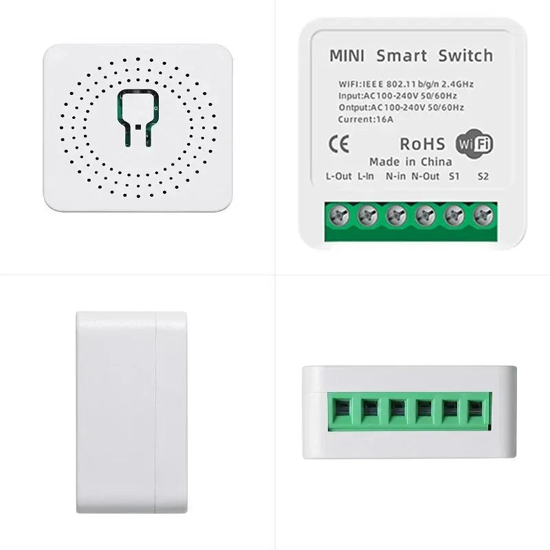 Tuya Mini 16A WiFi Switch Smart Life App 2 Way Control Smart Home Automation Module Interruptor Work for Alexa Google Home Leedoar