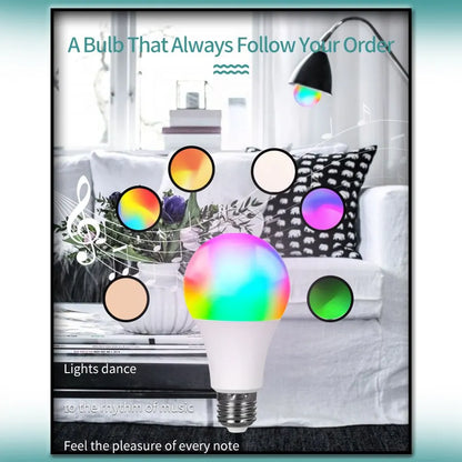 Tuya Smart Bulb E27 WiFi/Bluetooth Dimmable LED Light Bulb RGBCW 100-240V Smart Life App Control Support Alexa Google Home Leedoar