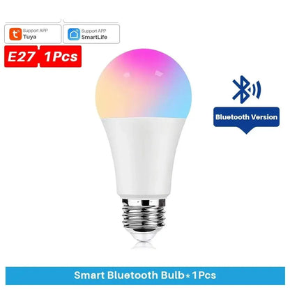 Tuya Smart Bulb E27 WiFi/Bluetooth Dimmable LED Light Bulb RGBCW 100-240V Smart Life App Control Support Alexa Google Home Leedoar