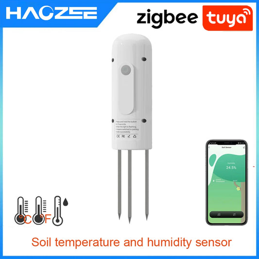 Tuya Smart Zigbee Soil Tester Medidor de Temperatura e Umidade Termohigrômetro à Prova D'água Detector de Irrigação para Automação de Jardim