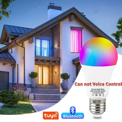 Tuya WiFi Bluetooth E27 Smart Bulb RGBCW 100-240V 10W LED Lamp E27 Light Bulbs App Voice Control Support Alexa Google Home Alice Leedoar