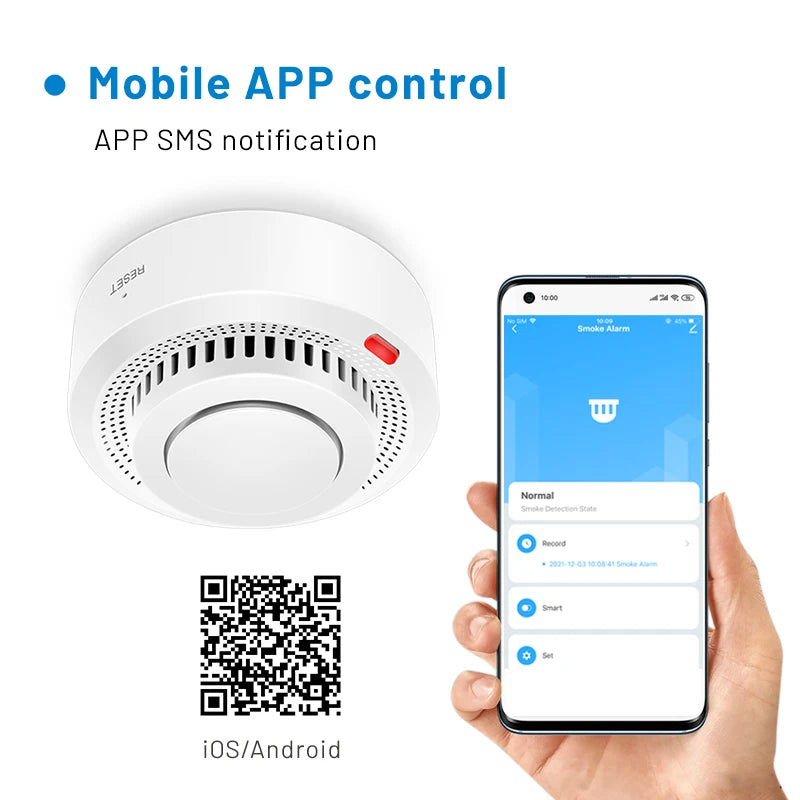 Tuya WiFi Smoke Alarm Fire Protection Smoke Detector Smokehouse Combination Fire Alarm Home Security System Firefighters Leedoar