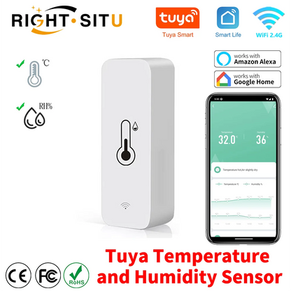 Tuya WiFi Temperature Humidity Sensor SmartLife Remote Monitor For Smart Home Workwith Alexa Google Assistant Leedoar