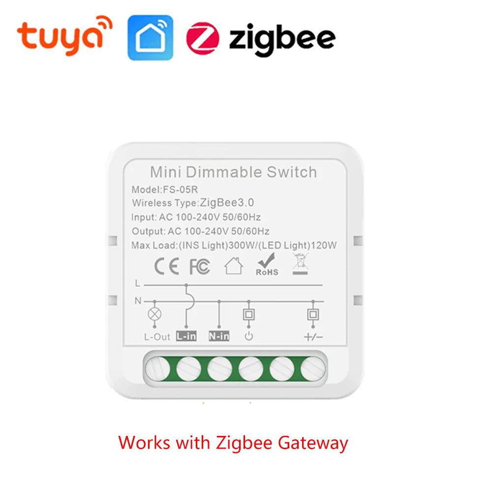 Módulo de interruptor de atenuación inteligente Tuya WiFi ZigBee, interruptor de bombilla para el hogar, temporizador, aplicación de control remoto, funciona con Alexa y Google Home 