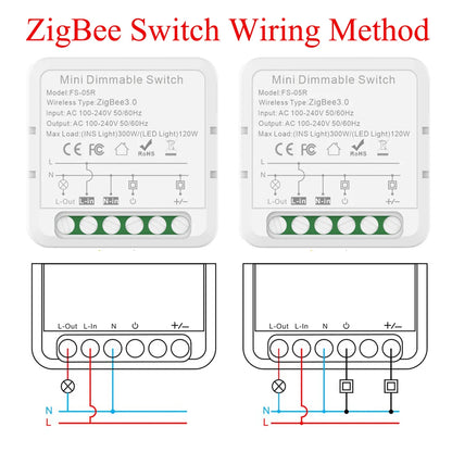 Tuya WiFi ZigBee Módulo de interruptor de dimmer inteligente Lâmpada doméstica Interruptor regulável Temporizador Aplicativo Controle remoto Funciona com Alexa Google Home 