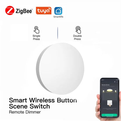 Tuya ZigBee Button Scene Switch Intelligent Linkage Smart Switch Battery Powered Automation Work With Smart Life Zigbee Devices Leedoar