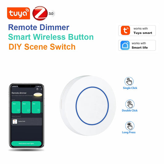 Tuya Zigbee Smart Button Scene Switch Smart Life Wireless Remote One Key Controller Smart Home Automation Scenerio Switch Dimmer Leedoar