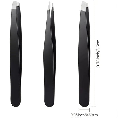 Tweezers Set 3pcs Premium Stainless Steel Eyebrow Precision Sharp Tip Tweezers for Body Ingrown and Facial Hair Removal Leedoar