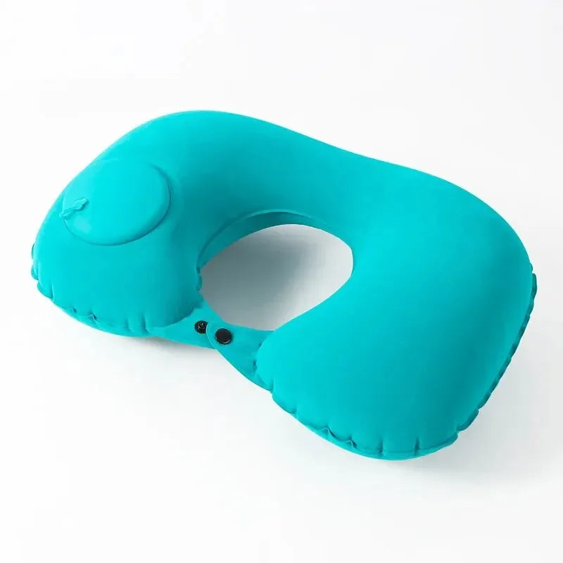 U Shape Neck Cushion Automatic Air Inflatable Pillow Compress Ring Pillow For Airplane Car Outdoor Travel Leedoar