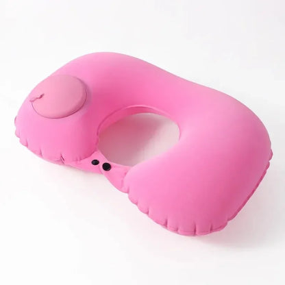 U Shape Neck Cushion Automatic Air Inflatable Pillow Compress Ring Pillow For Airplane Car Outdoor Travel Leedoar