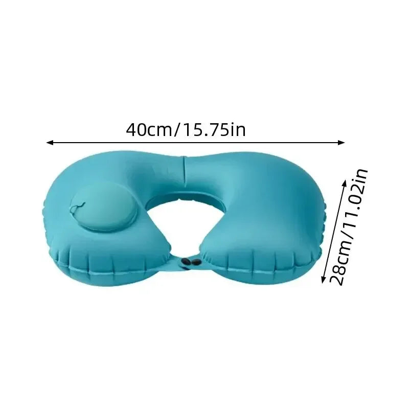 U Shape Neck Cushion Automatic Air Inflatable Pillow Compress Ring Pillow For Airplane Car Outdoor Travel Leedoar