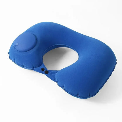 U Shape Neck Cushion Automatic Air Inflatable Pillow Compress Ring Pillow For Airplane Car Outdoor Travel Leedoar