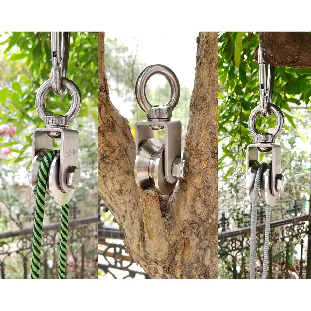 U/V Type Swivel Pulley 304 Stainless Steel Duplex Bearing Super-Silent Detachable Rotation Pulley System Gym Traction Wheel Leedoar