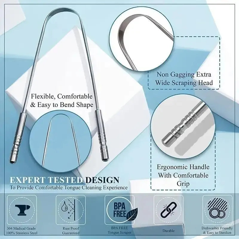 U-shaped Tongue Scraper Tongue Coating CleaningScraper Remove Bad Breath Bring Fresh Breath For Oral Suitable Men And Women Leedoar