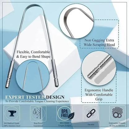 U-shaped Tongue Scraper Tongue Coating CleaningScraper Remove Bad Breath Bring Fresh Breath For Oral Suitable Men And Women Leedoar