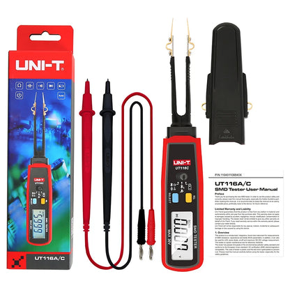 UNI-T UT116C SMD Tester 36V Voltage Battery Measurement Pinça Rotativa LED Diodo Resistor Capacitor Tester 