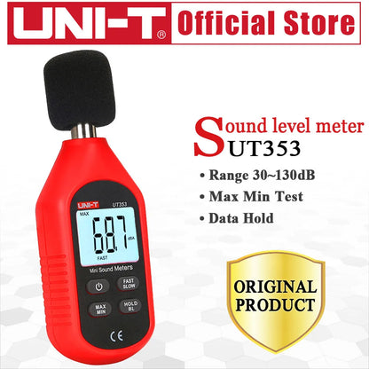 UNI-T UT353 Instrumento de Medição de Ruído db Meter 30~130dB Mini Medidor de Nível de Som de Áudio Decibel Monitor 