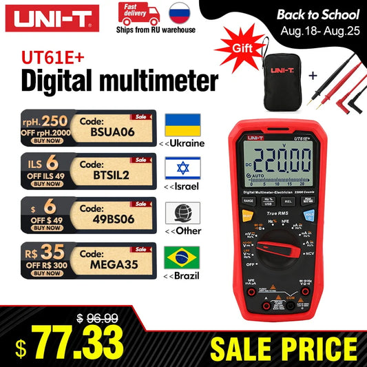 UNI T UT61B+ UT61E+ UT61D+ Smart Professional Digital Multimeter Tester Unit True RMS Auto Range 6000 Counts DC AC 1000V Leedoar